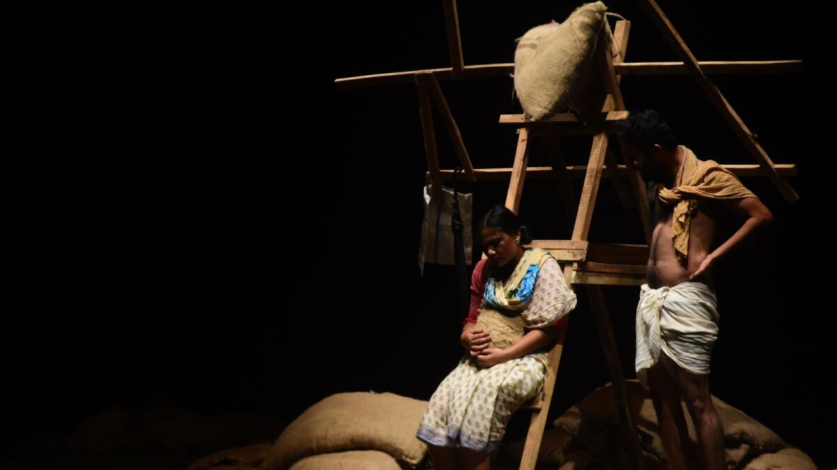 Actors from a scene of the play titled Chai Garam at the Mahindra Excellence in Theatre Awards and Festival 2023