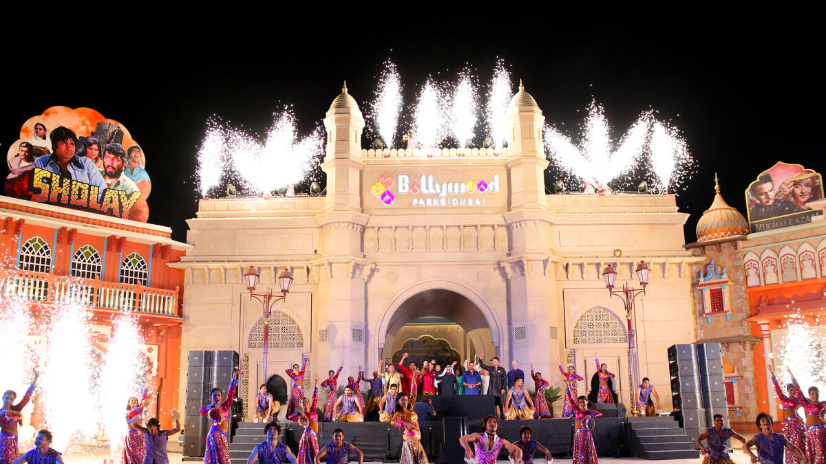 Artists perform during the opening of Bollywood Parks Dubai on November 17, 2016. Photo by Juidin Bernarrd