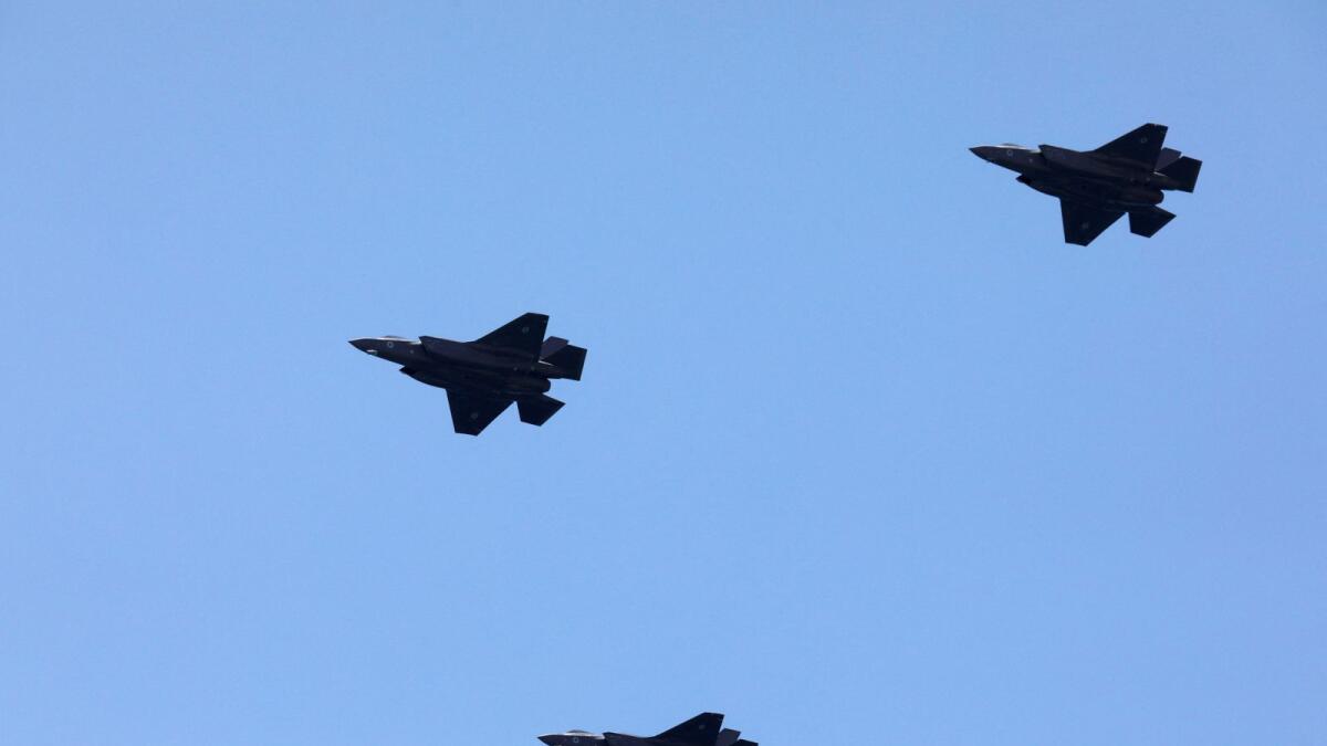 Israeli Air Force F-35 fighter jets fly over the Mediterranean Sea. — Reuters file
