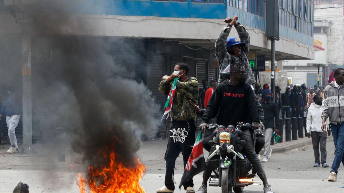Protesters take to the streets in Nairobi, Kenya, on Tuesday. REUTERS
