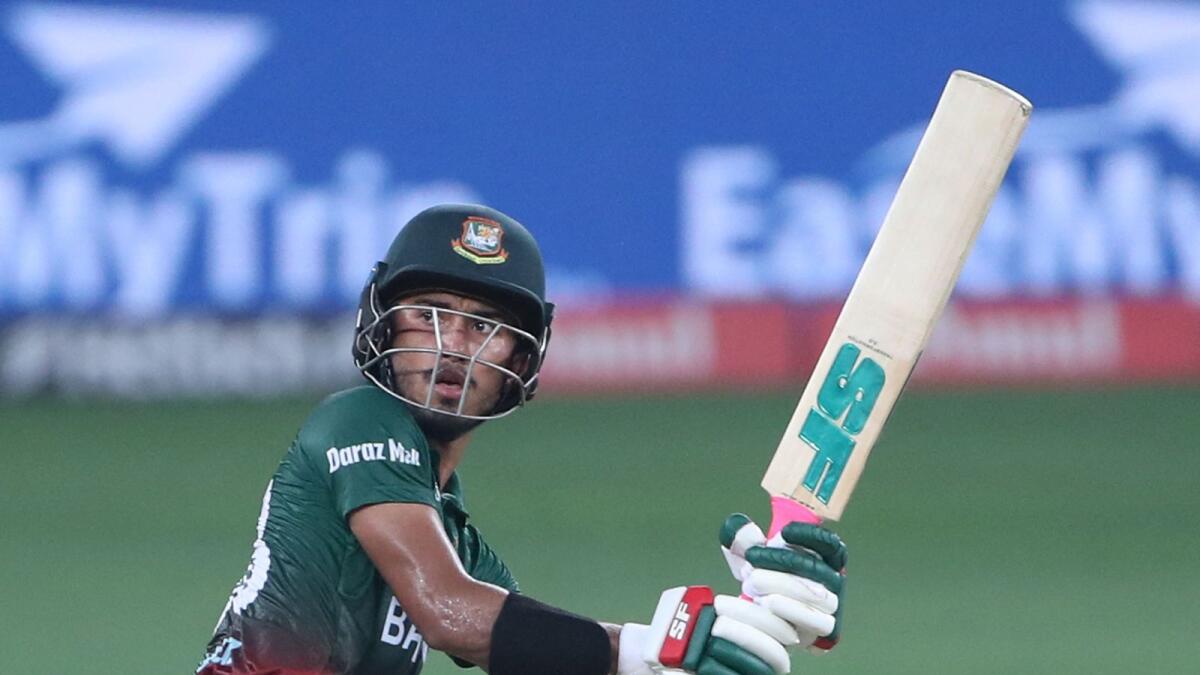 Bangladesh's Afif Hossain plays a shot during the Asia Cup match against Sri Lanka. (AFP)
