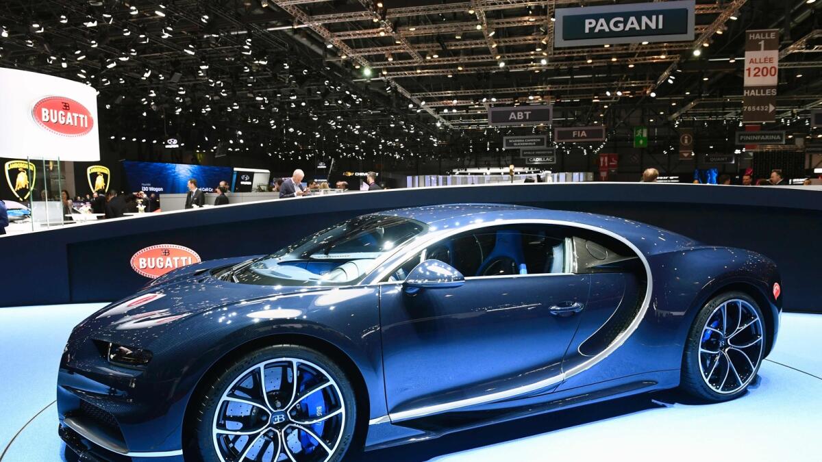 A picture taken on March 7, 2017 shows the Bugatti Chiron during the first press day of the the Geneva International Motor Show in Geneva. AFP