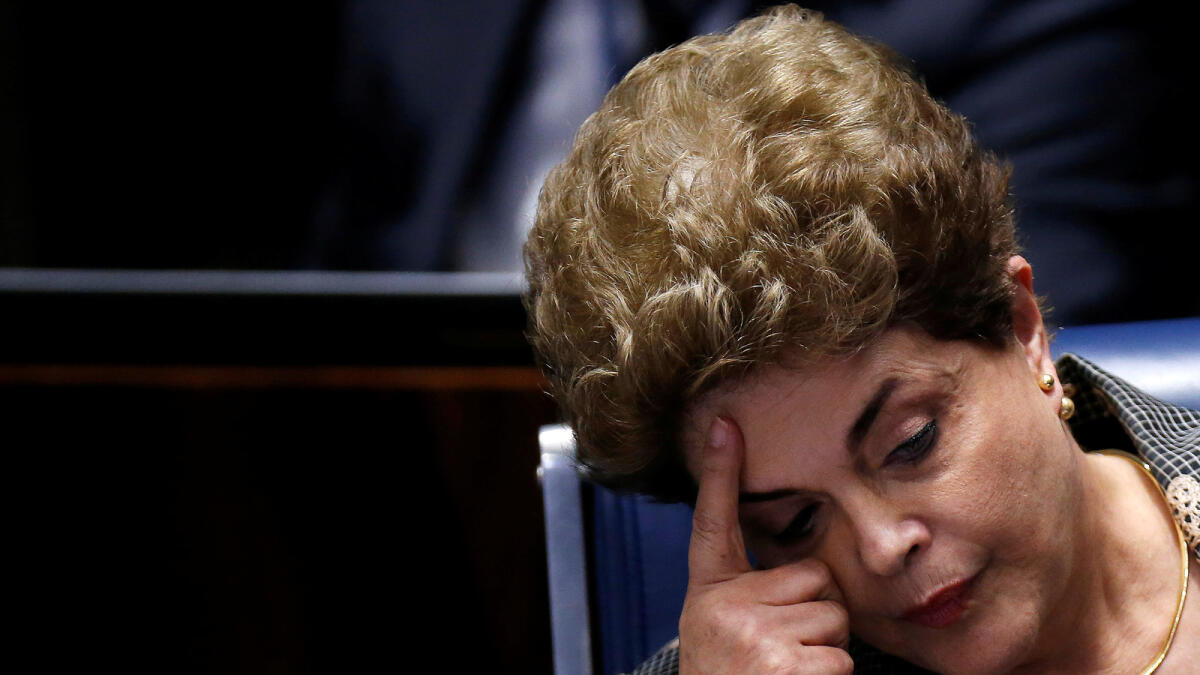 Brazil's suspended President Dilma Rousseff attends the final session of debate and voting on Rousseff's impeachment trial in Brasilia, Brazil, August 29, 2016. Reuters