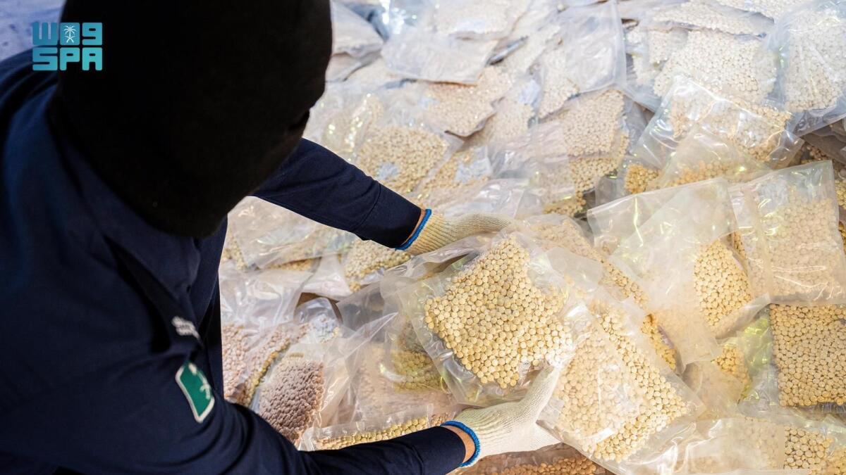 Captagon pills seized at Jeddah Islamic Port. — Photo courtesy: SPA