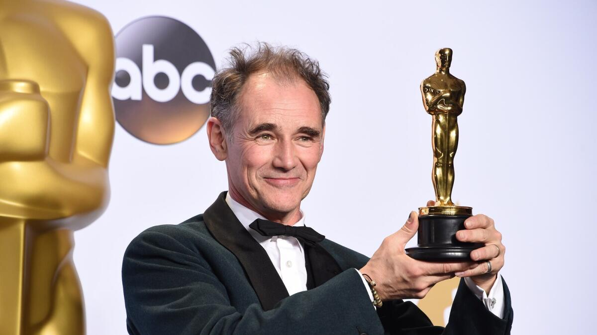 Mark Rylance with his Oscar. He surely held his own opposite Tom Hanks in the Bridge of Spies