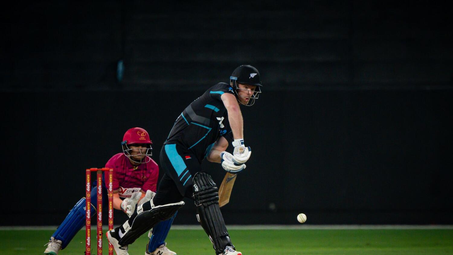 New Zealand's James Neesham in action while playing against UAE during the second T20I match at Dubai International Stadium on Saturday