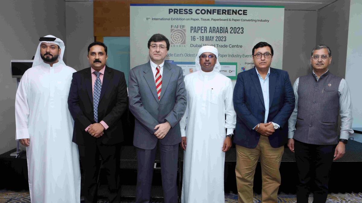 Organisers at the press conference to announce the details of Paper Arabia. — Supplied photo