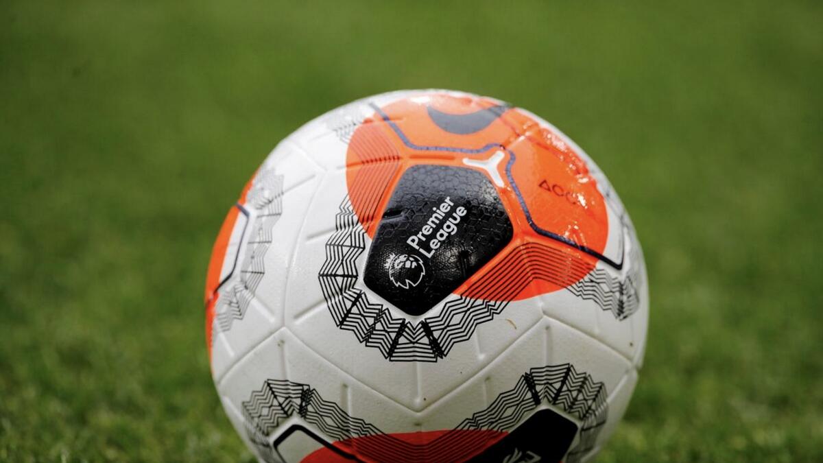 The Premier League logo on a match ball. - Reuters file