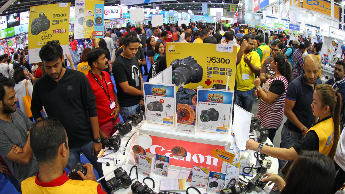 Technology enthusiasts and bargain hunters thronged Gitex Shopper in large numbers in Dubai on Friday. — Photos by Juidin Bernarrd