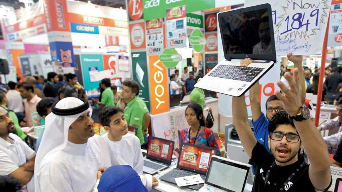 Visitors checking best deals at Gitex Shopper at the Dubai World Trade Centre on Saturday as it concludes with overwhelming response.