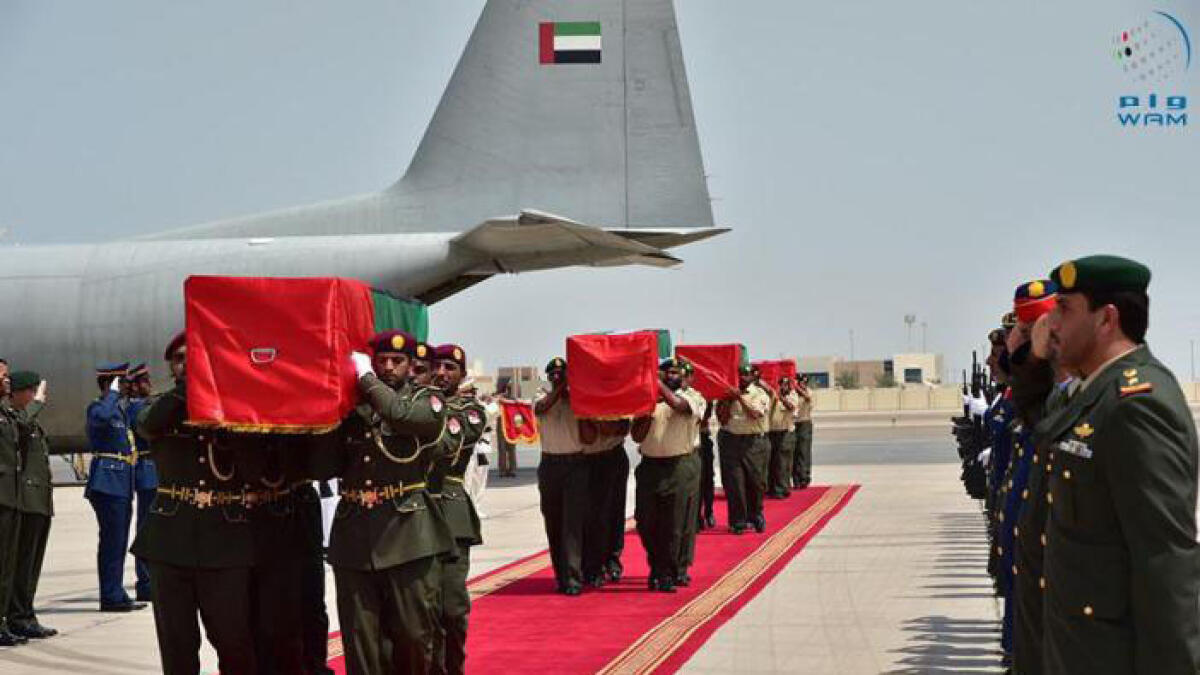 Army receives bodies of remaining UAE martyrs