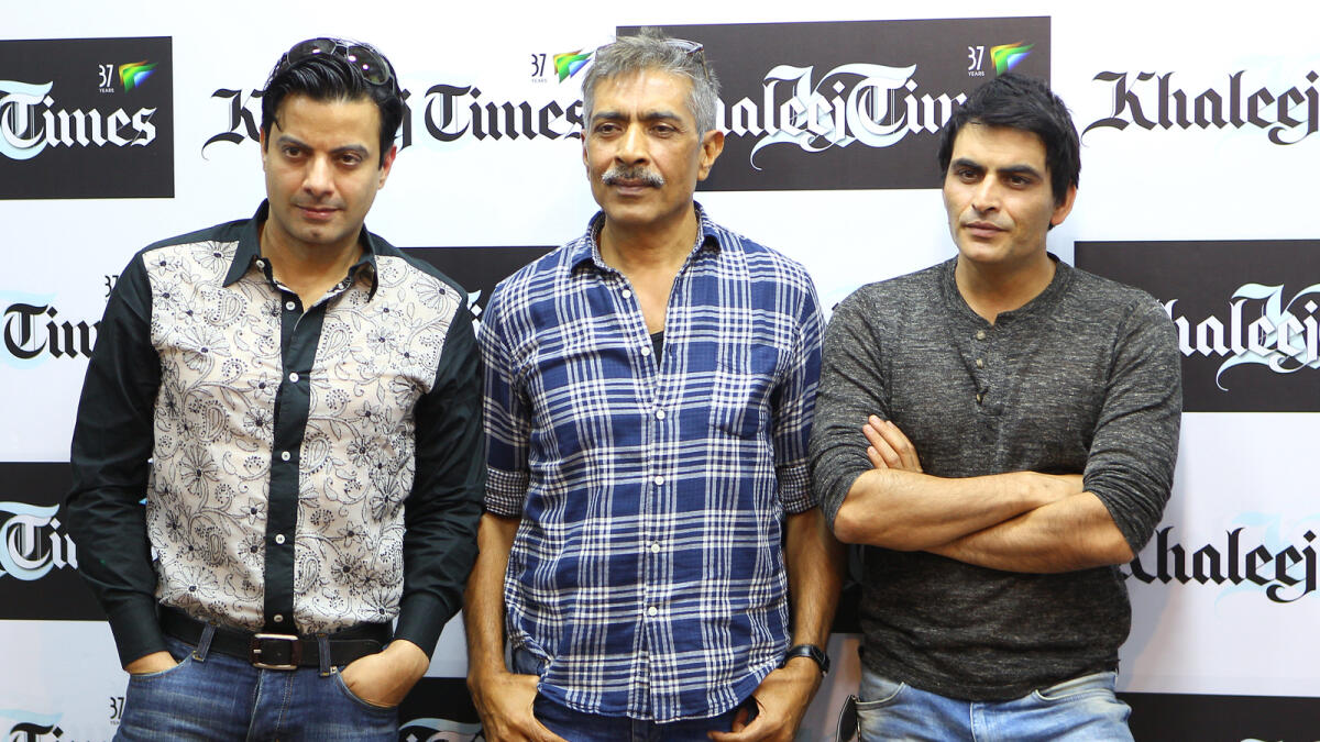 Rahul Bhatt, Prakash Jha and Manav Kaul at the Khaleej Times office
