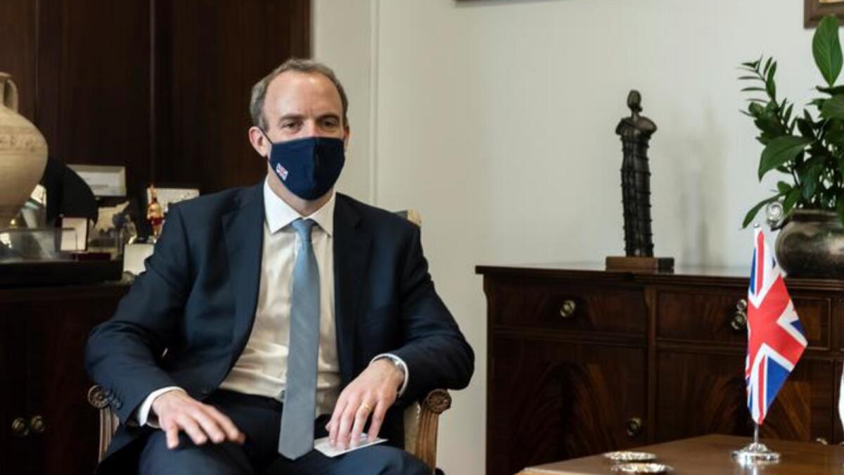 British Foreign Minister Dominic Raab. Photo: Reuters