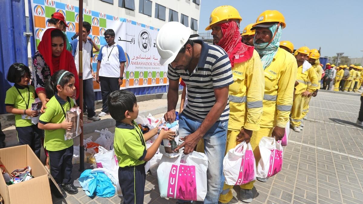 Dubai students gift 500 workers with essentials