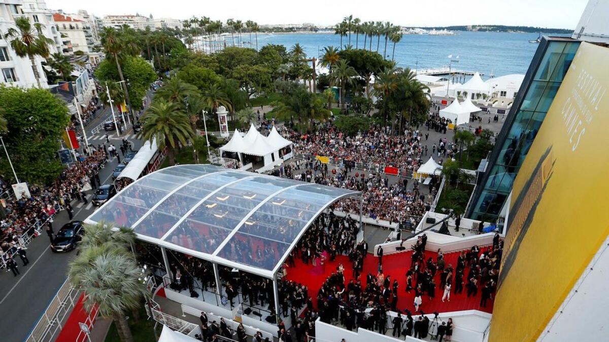 General view of the Festival Palace and the bay of Cannes during the 69th Cannes Film Festival in Cannes, France. 