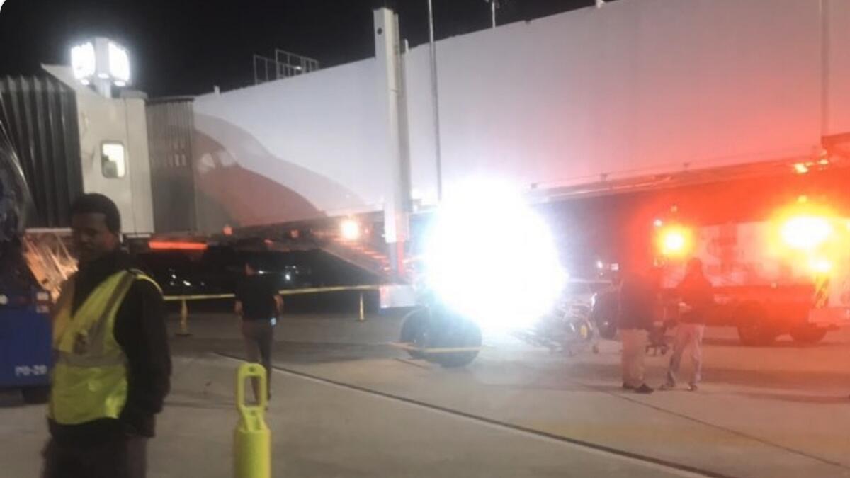 Video: Six injured after jet bridge collapses at airport
