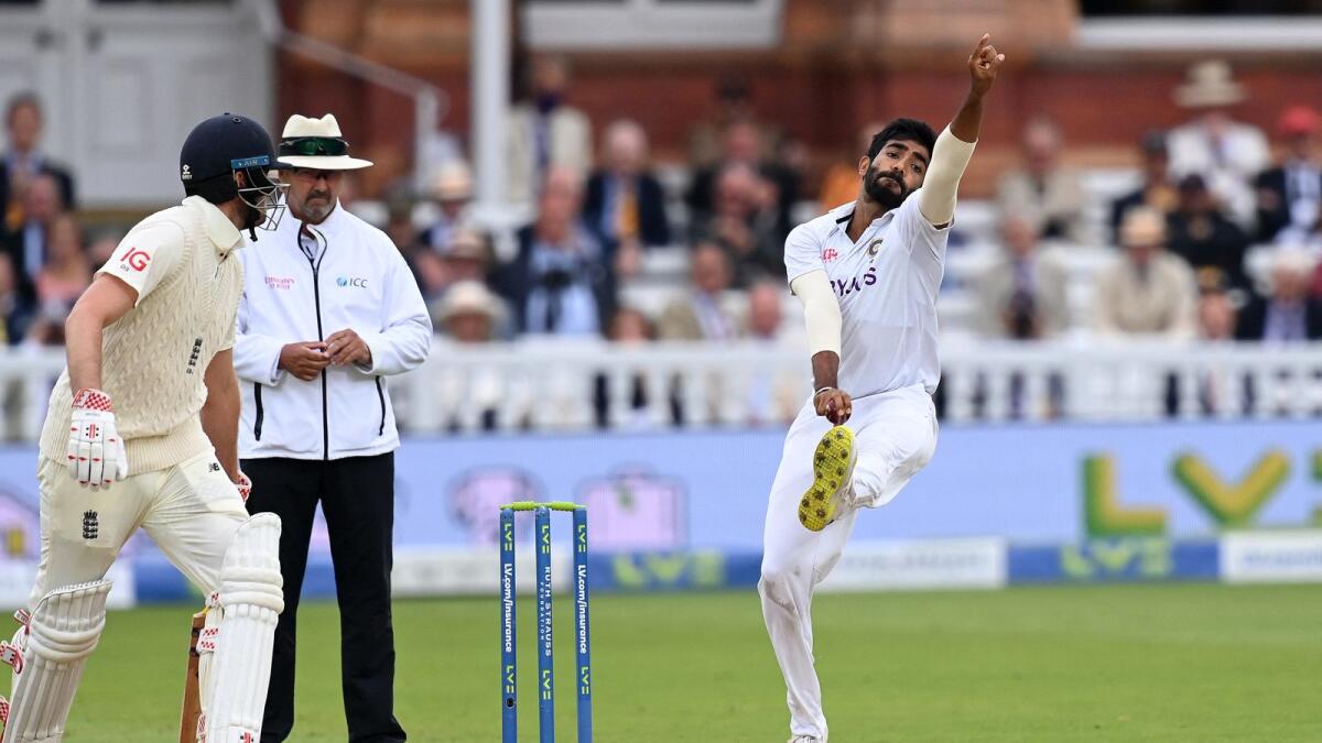 India's Jasprit Bumrah bowls on the fifth and final day of the second  Test against England. (AFP)