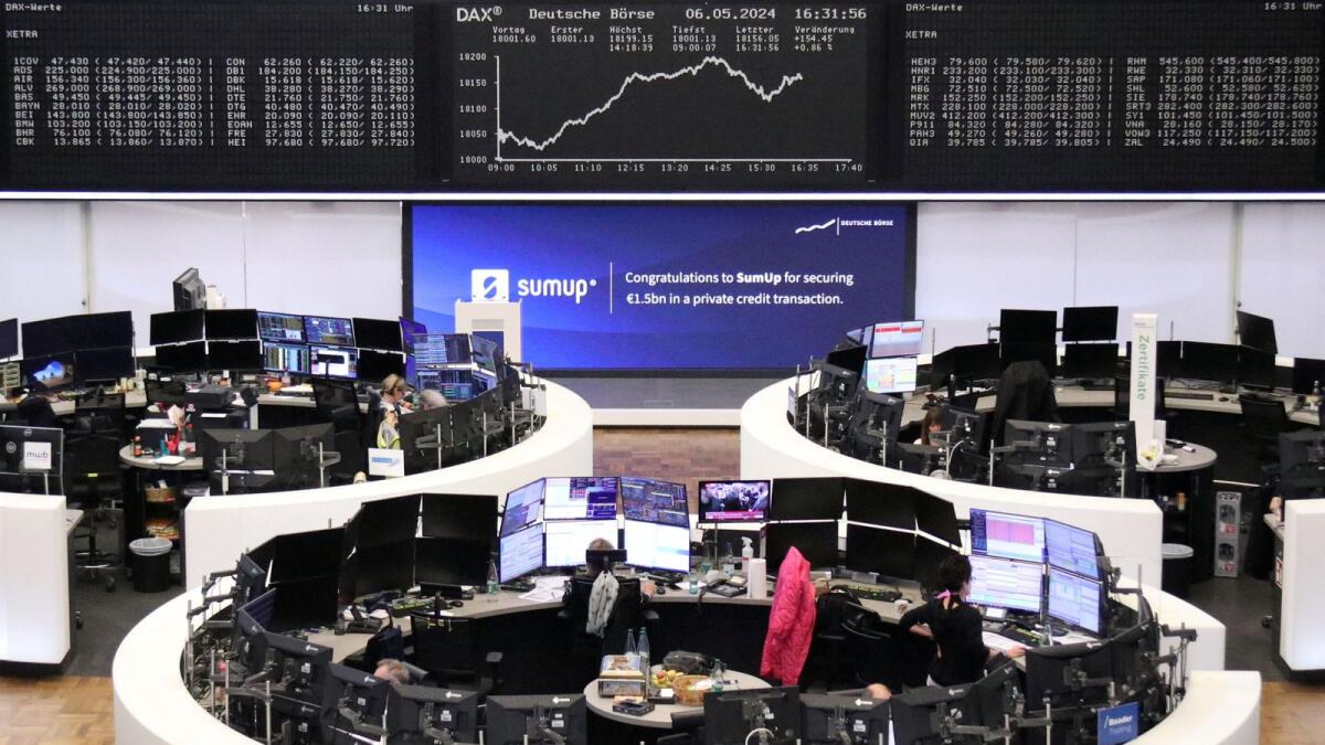The German share price index DAX graph is pictured at the stock exchange in Frankfurt, Germany, on Monday. — Reuters