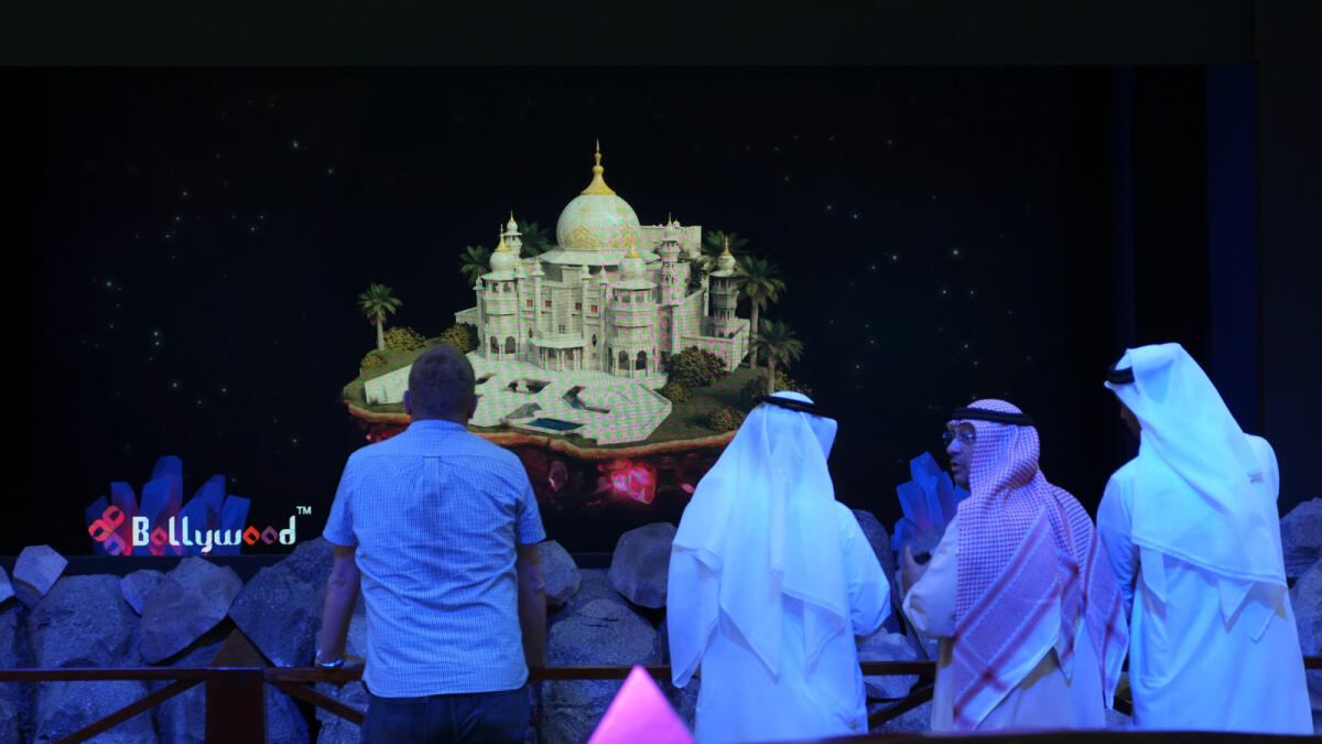 Visitors at Dubai Parks and Resorts pavilion during Arabian Travel Market at DWTC Dubai on April 25,2016.