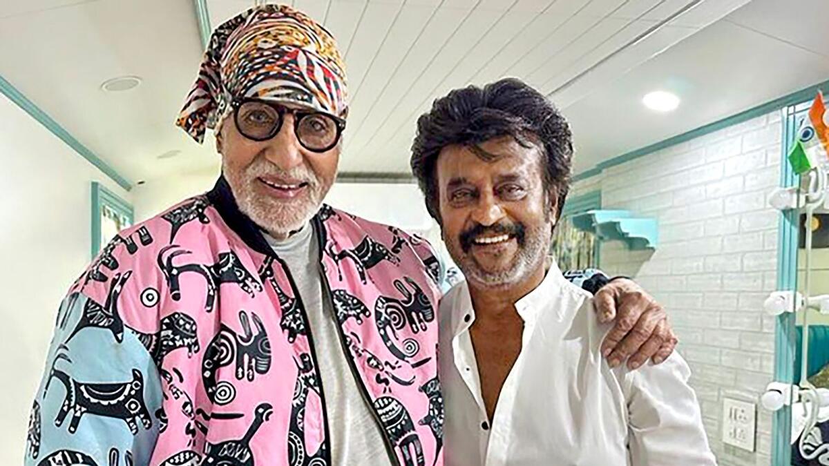 Actors Amitabh Bachchan (left) and Rajinikanth. — PTI File