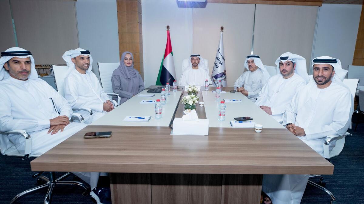 Members of the Dubai Committee for FNC elections during a meeting on Monday. — Supplied photo