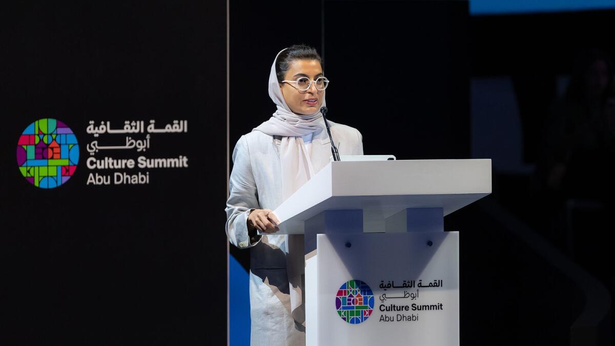 Noura Al Kaabi delivers keynote speech at Culture Summit Abu Dhabi. — Supplied photo