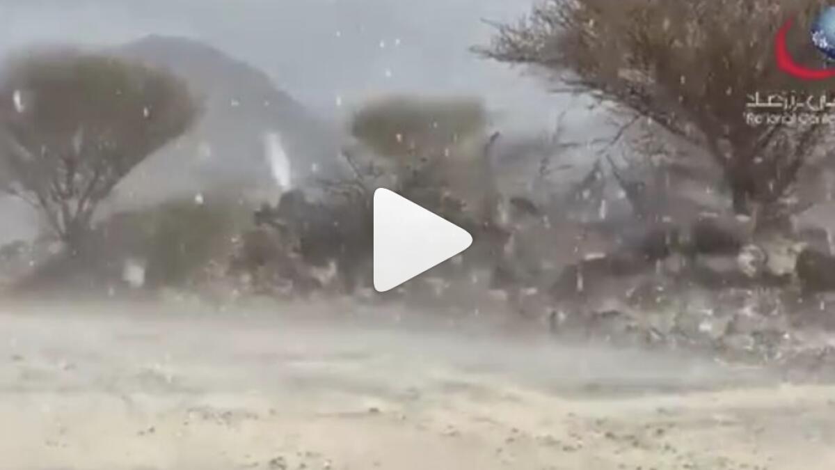 Video: Heavy hail, thunderstorm lash parts of UAE