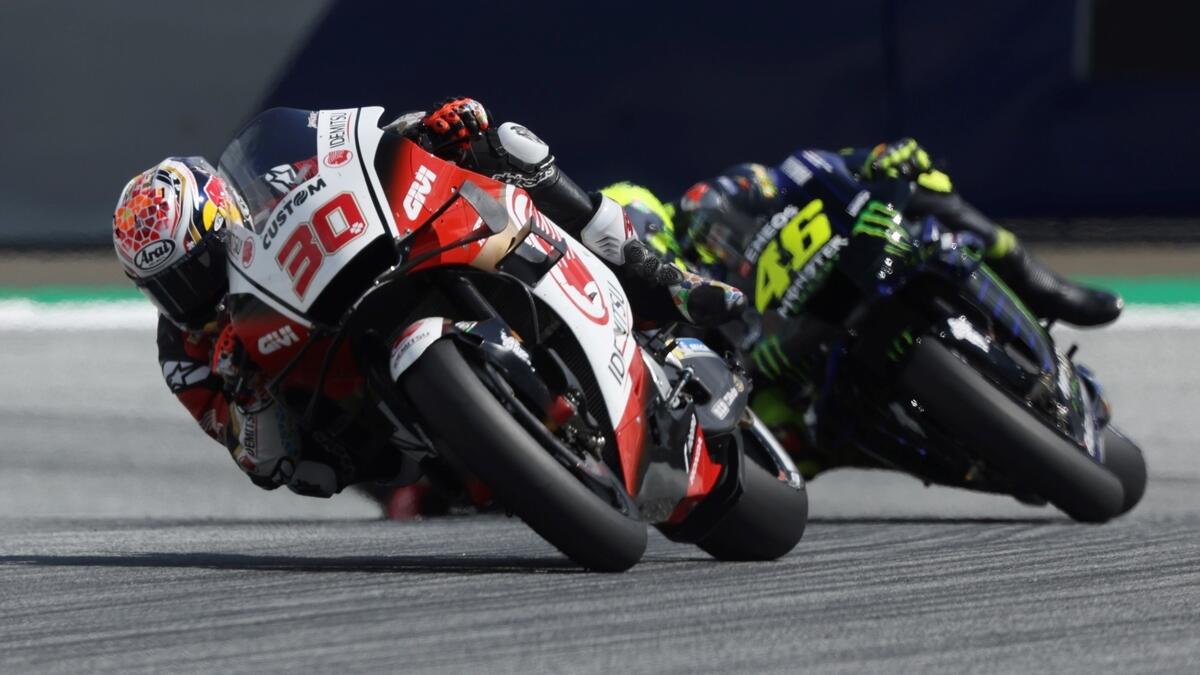 CR Honda's Takaaki Nakagami and Monster Energy Yamaha's Valentino Rossi in action during the race