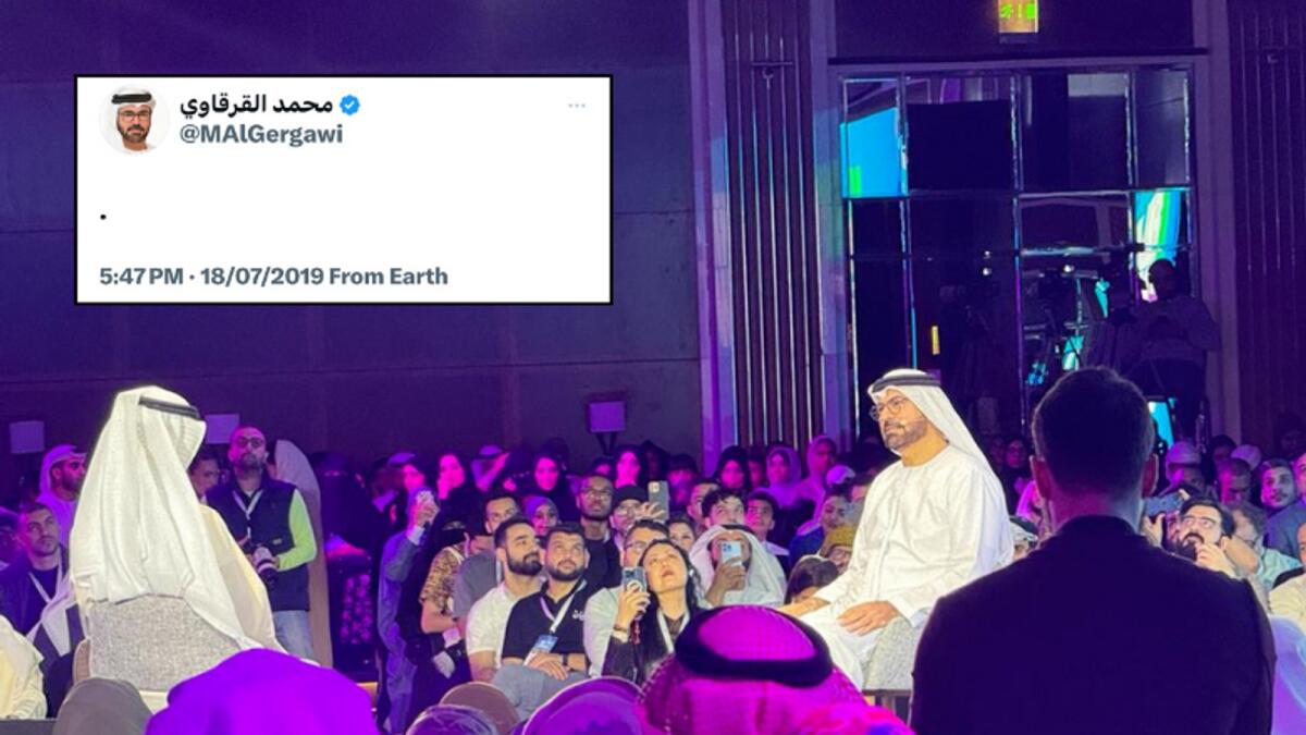Mohammed Al Gergawi speaks at 1 Billion Followers Summit in Dubai.