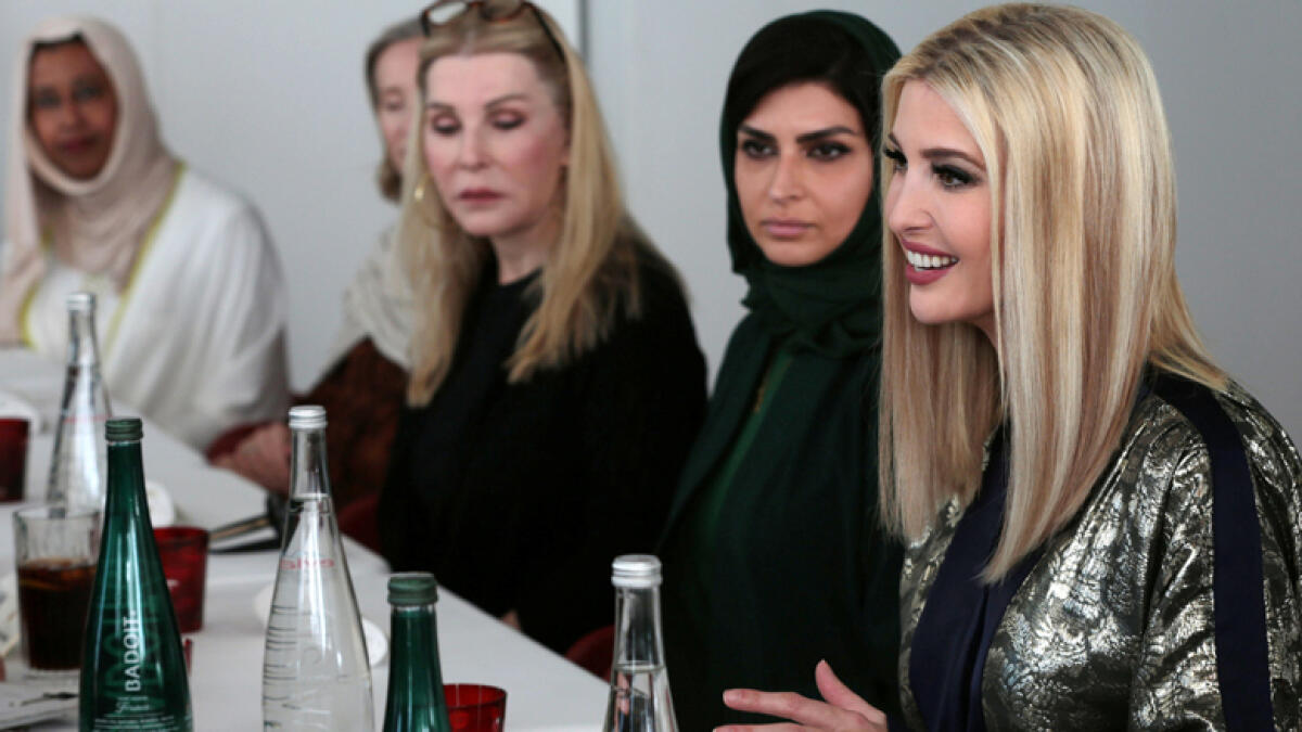 At the Louvre, Trump discussed women’s economic empowerment in the UAE with businesswomen and government officials. Officials included Reem al-Hashemi, Minister of State for International Cooperation; Noura al-Kaabi, Minister of Culture and Knowledge Development, and Minister of State for Advanced Sciences Sarah al-Amiri.