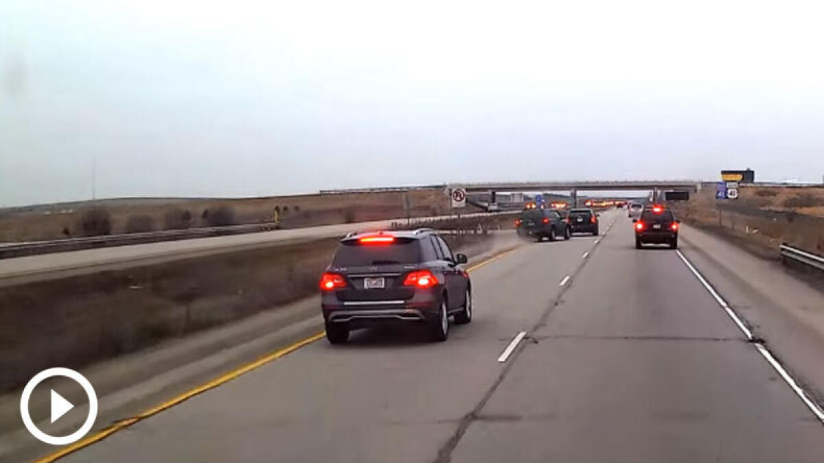 WATCH: Tailgater brakes and then crashes SUV