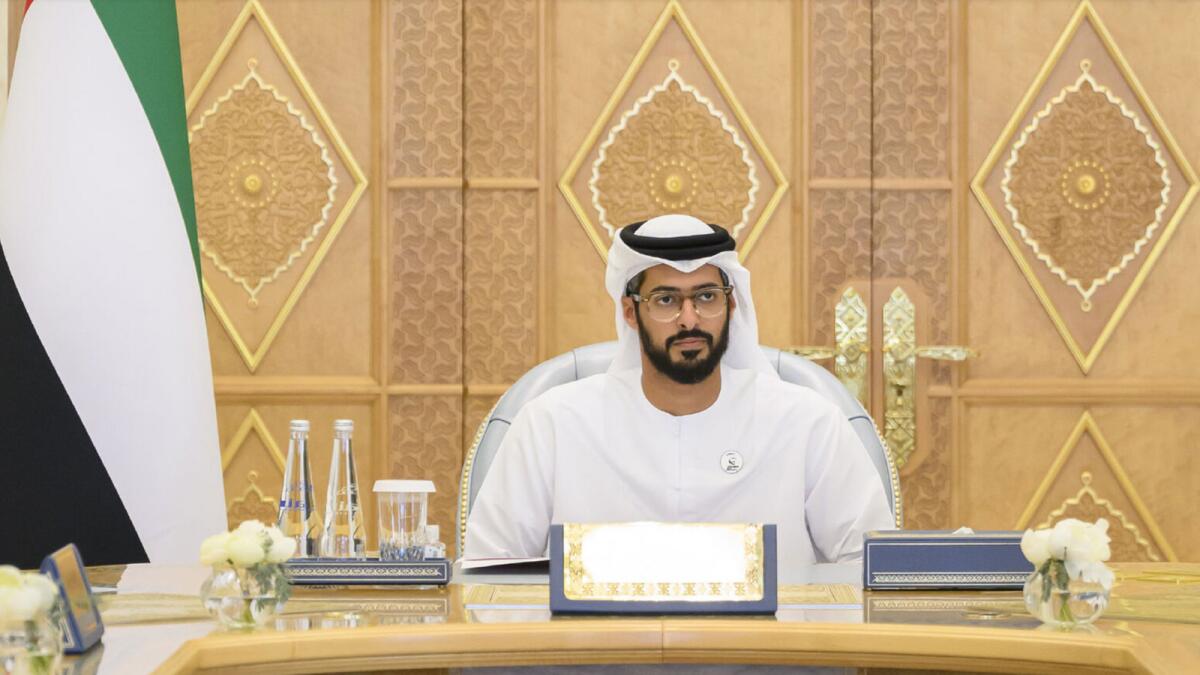 Sheikh Zayed bin Hamdan bin Zayed Al Nahyan chairs the UAE Media Council meeting in Abu Dhabi.
