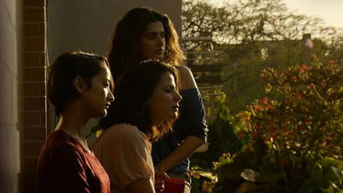 Three young working women, Minal (Tapasee Pannu), Falak (Kirti Kulhari) and Andrea (Andrea Tairang) are flatmates in Delhi and good friends. An untoward incident one night at a resort in Surajkund, involving some boys, among whom is Rajveer (Angad Bedi), who comes from a politically well-connected family, proves to be life changing for the trio. Image via twitter
