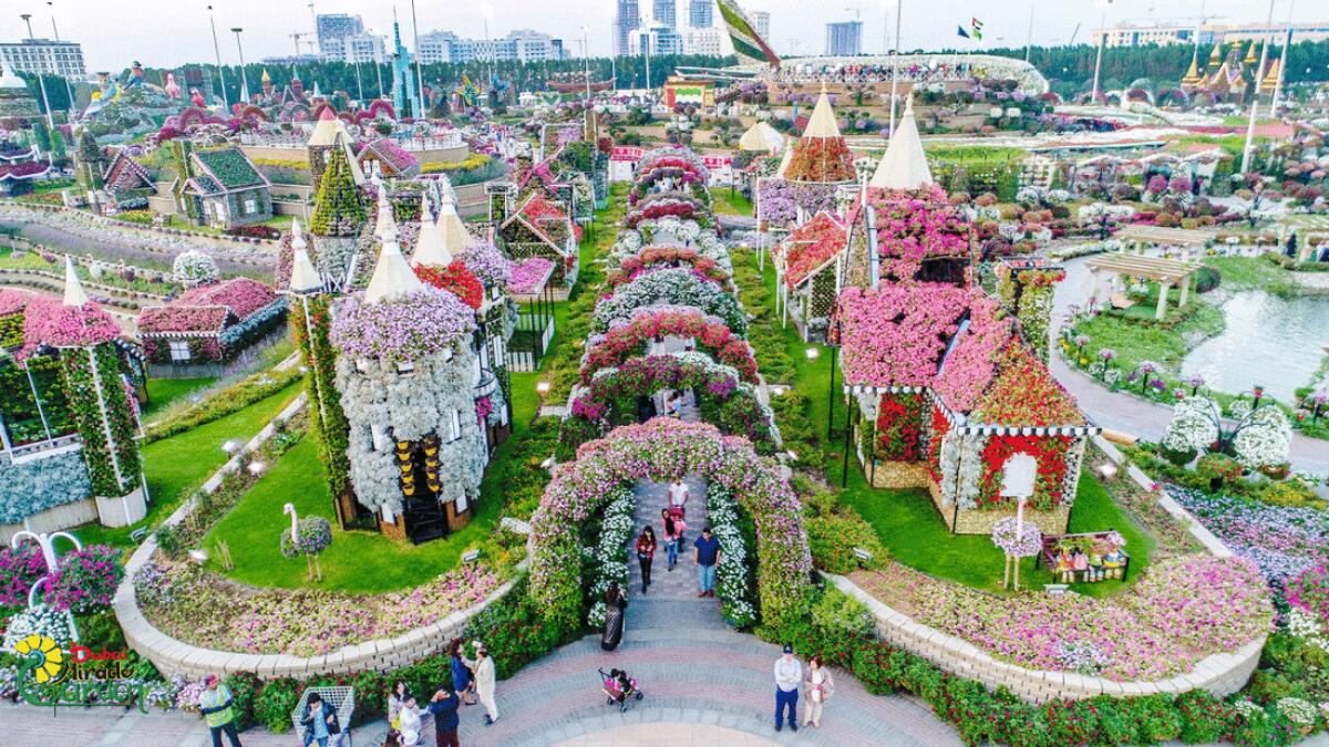 Tourists at Dubai's Miracle Garden. In the first quarter this year, Dubai attracted 5.18 million international visitors. — File photo