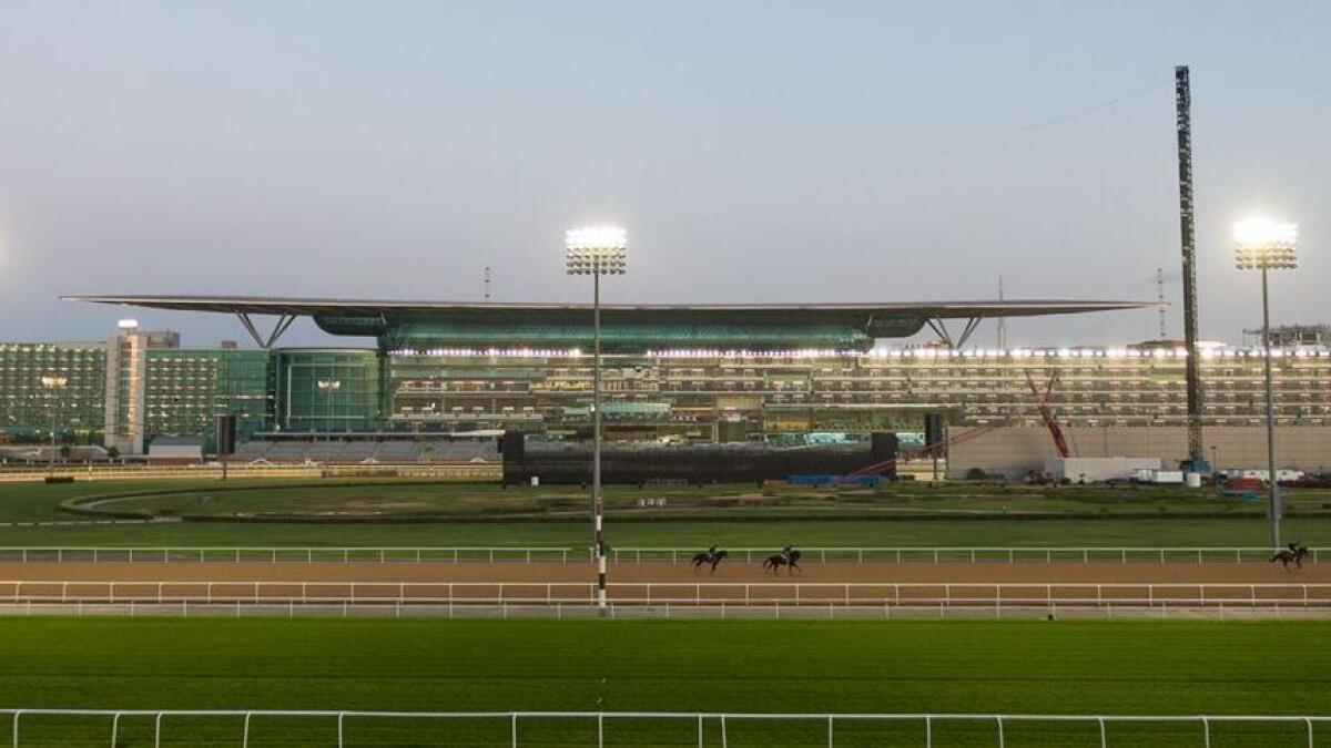 A panoramic view of Meydan as the build-up to the Dubai World Cup continues. Gates open at 12 noon.