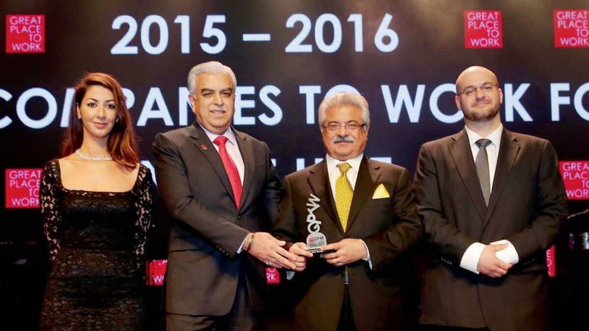 Eros Group CEO Deepak Babani receives the award on behalf of Eros for being ‘one of the best workplaces’ in the UAE.