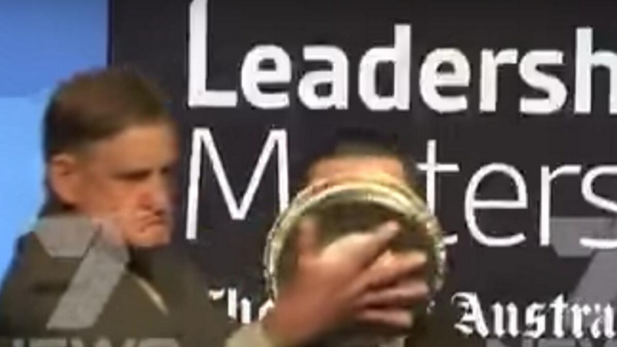 Video: An airline CEO gets hit with pie in the face. This is how he reacted