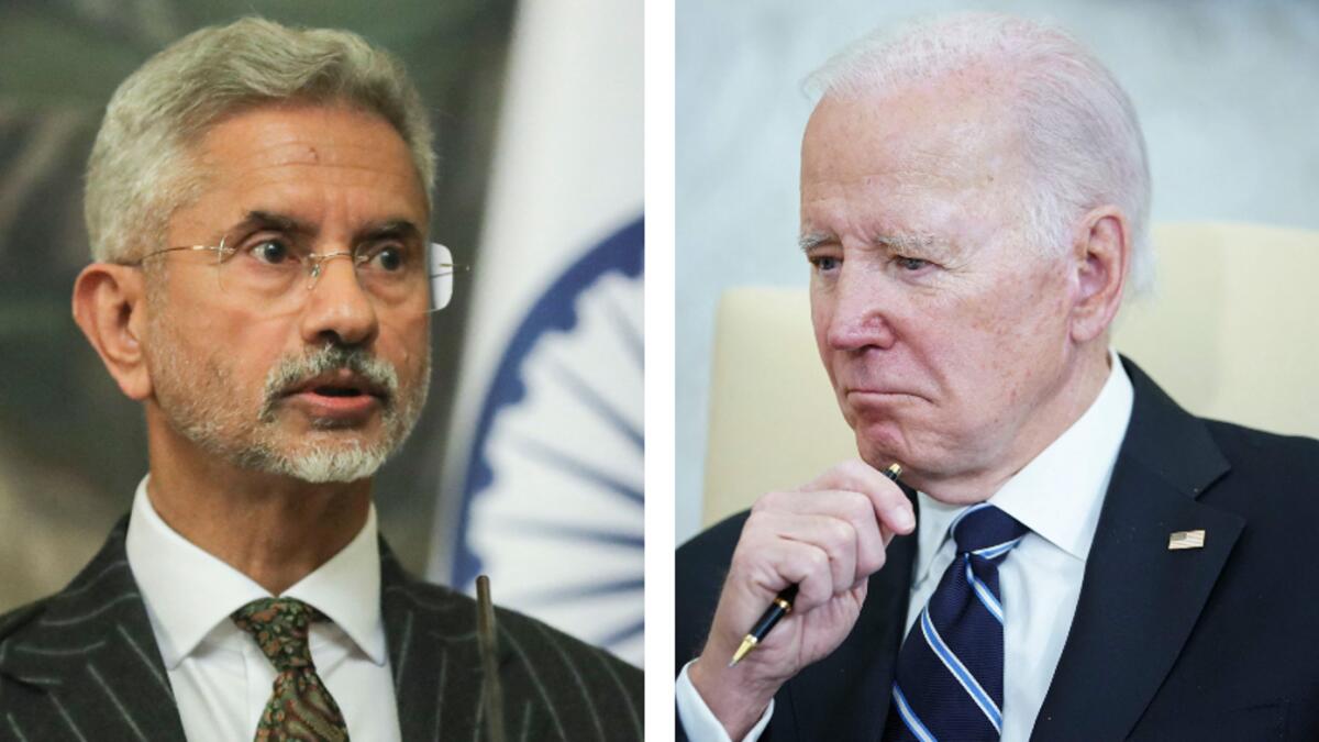 Subrahmanyam Jaishankar (left) and Joe Biden. Photos: File