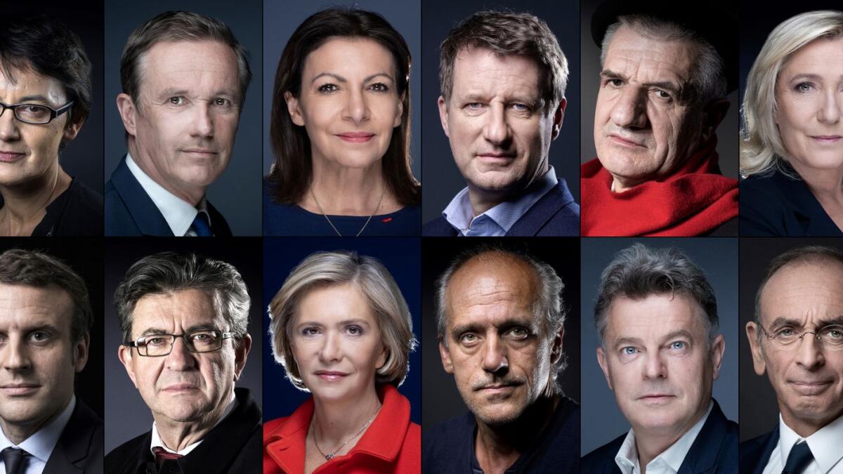 (FILES) This combination of file photographs created on March 7, 2022, shows French presidential candidates. Photo: AFP