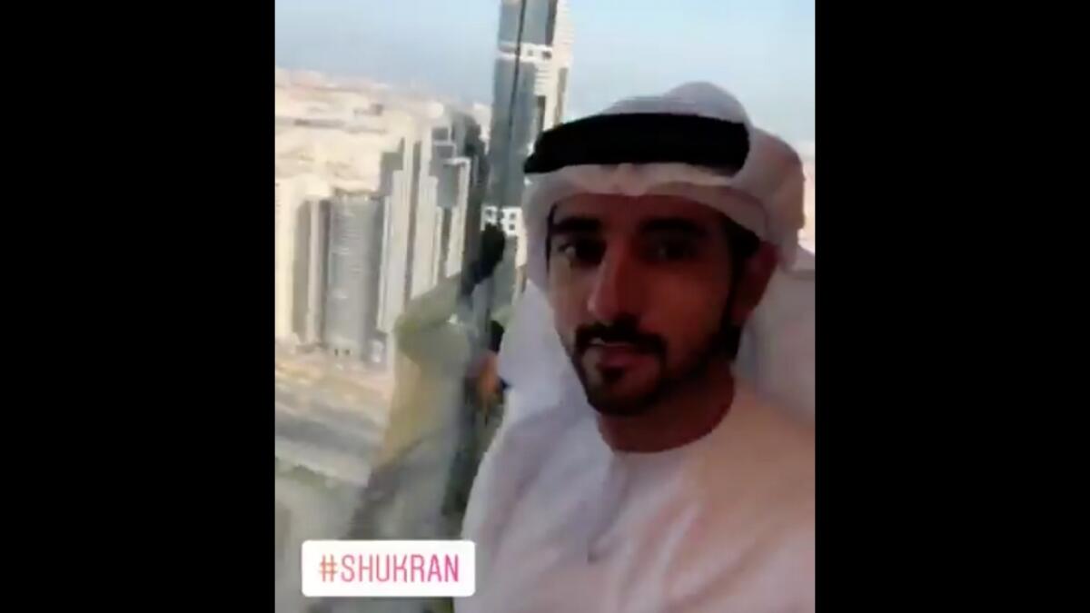Video: Sheikh Hamdan thanks window cleaner in Dubai