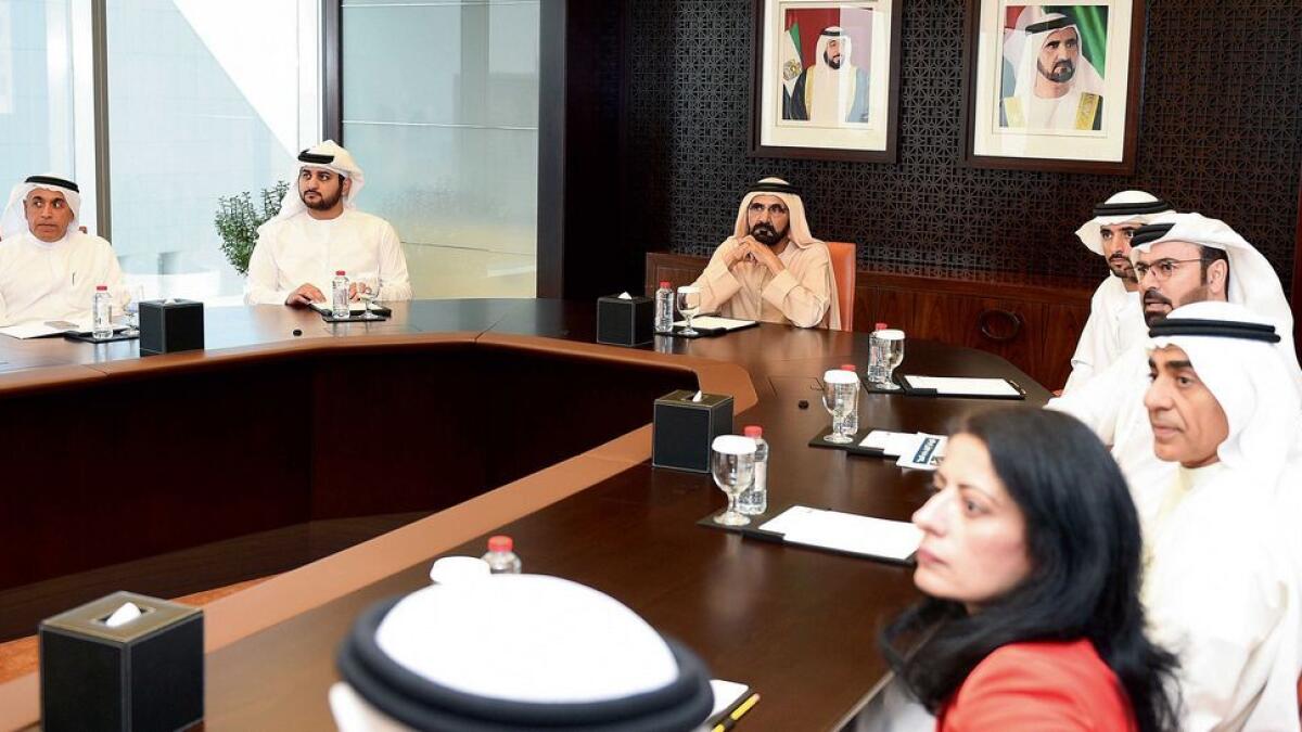 Shaikh Mohammed chairing a meeting to unveil the master plan of the sprawling 550 million square feet Dubai Wholesale City that not only seeks to reinforce Dubai’s legacy as a thriving trading hub but also aims to transform the global wholesale trading in