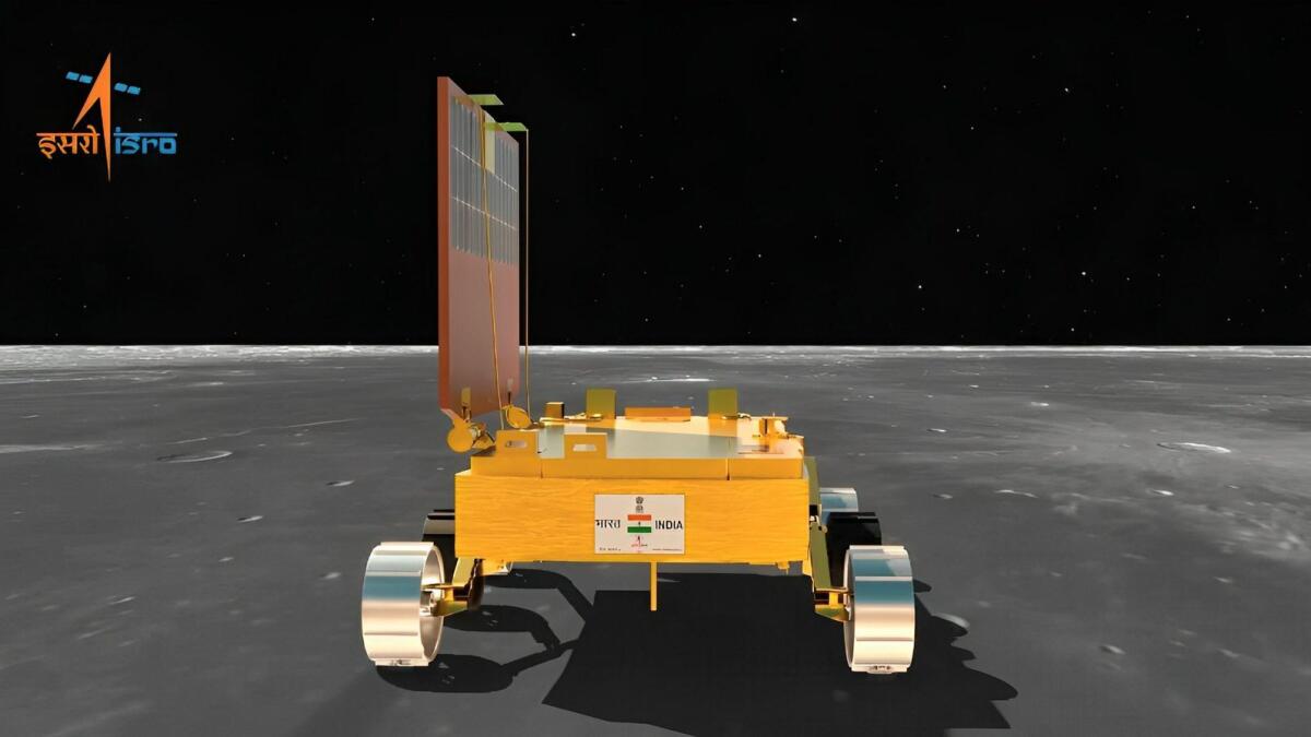 An illustration of Chandrayaan-3's Pragyan rover roaming on the lunar surface. — File photo