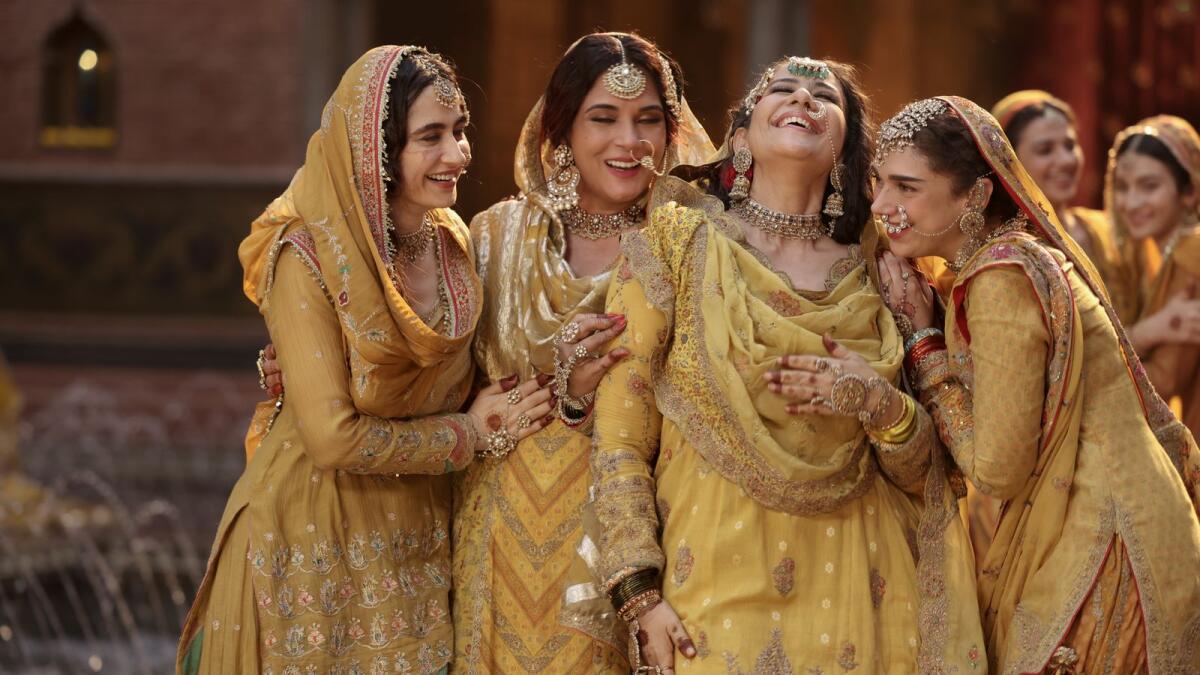 Sanjeeda Sheikh as Waheeda, Richa Chadha as Lajjo, Manisha Koirala as Mallikajaan, Aditi Rao Hydari as Bibbo in 'Heeramandi: The Diamond Bazaar'