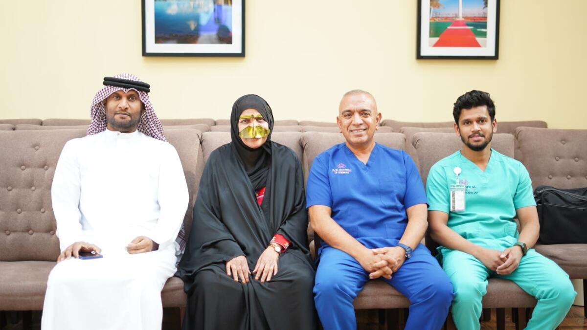 Khadijeh Abdollah and Dr Sokhrab Khorram (middle) at RAK Hospital.