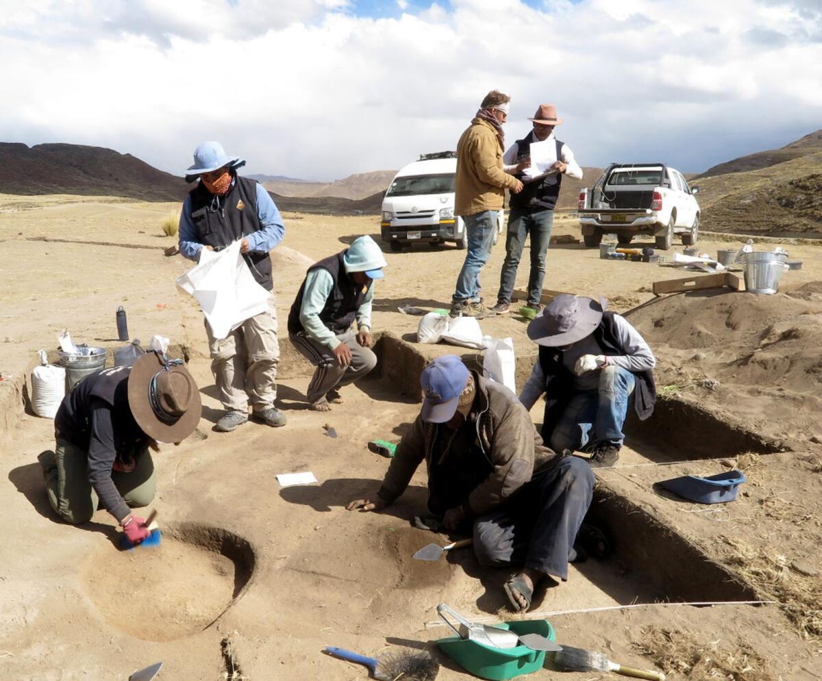 Excavation work at the Wilamaya Patjxa archaeological site in Peru, where the nearly 10,000-year-old remains of a female hunter were found in 2018. — Randall Haas via The New York Times