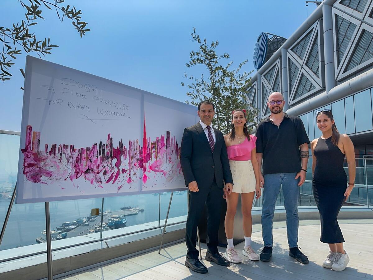 Al Bandar Rotana has collaborated with renowned artists to produce a unique, pink-themed skyline painting of Dubai, emphasising the city as a sanctuary of security and empowerment for women globally. — Supplied photo