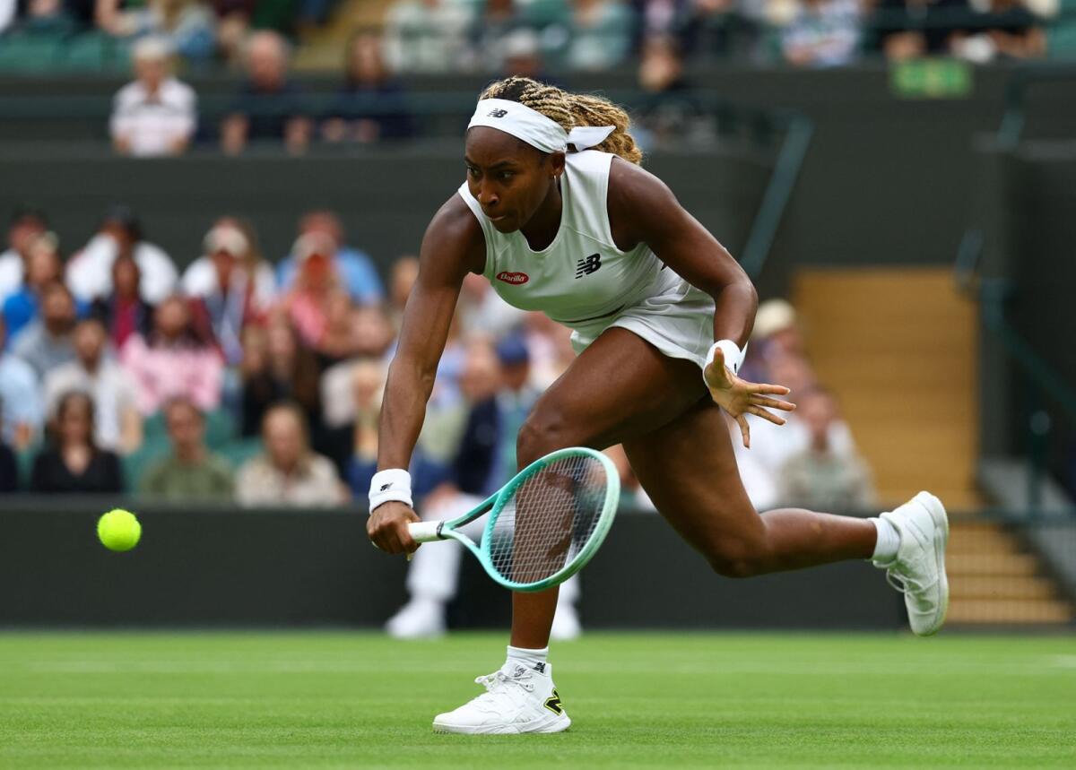 Coco Gauff of the US hits a backhand return during her second round match against Romania's Anca Todoni. — Reuters