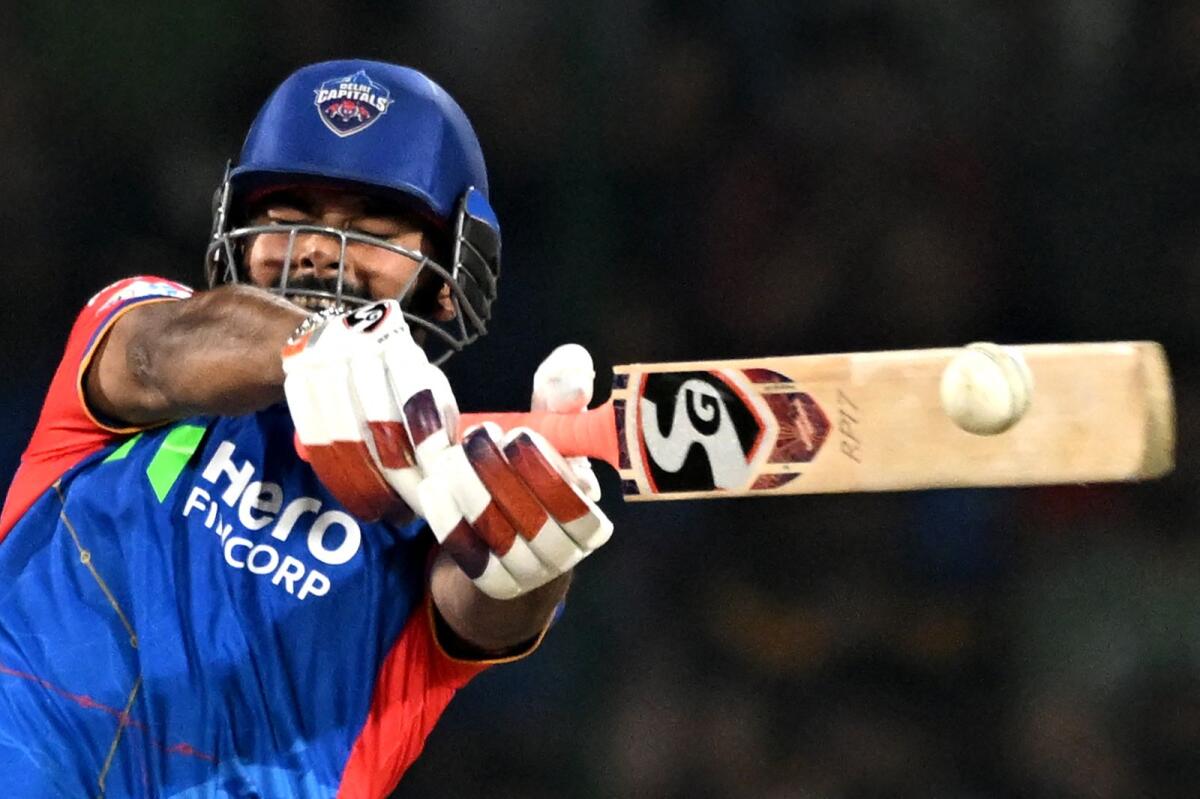 Delhi Capitals' captain Rishabh Pant plays a shot during the IPL match against Lucknow Super Giants on Tuesday. — AFP