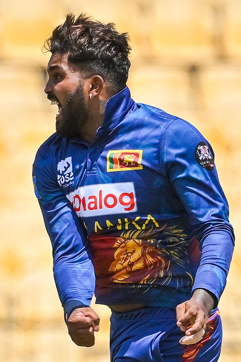Sri Lanka's Wanindu Hasaranga celebrates after taking a wicket. — AFP file