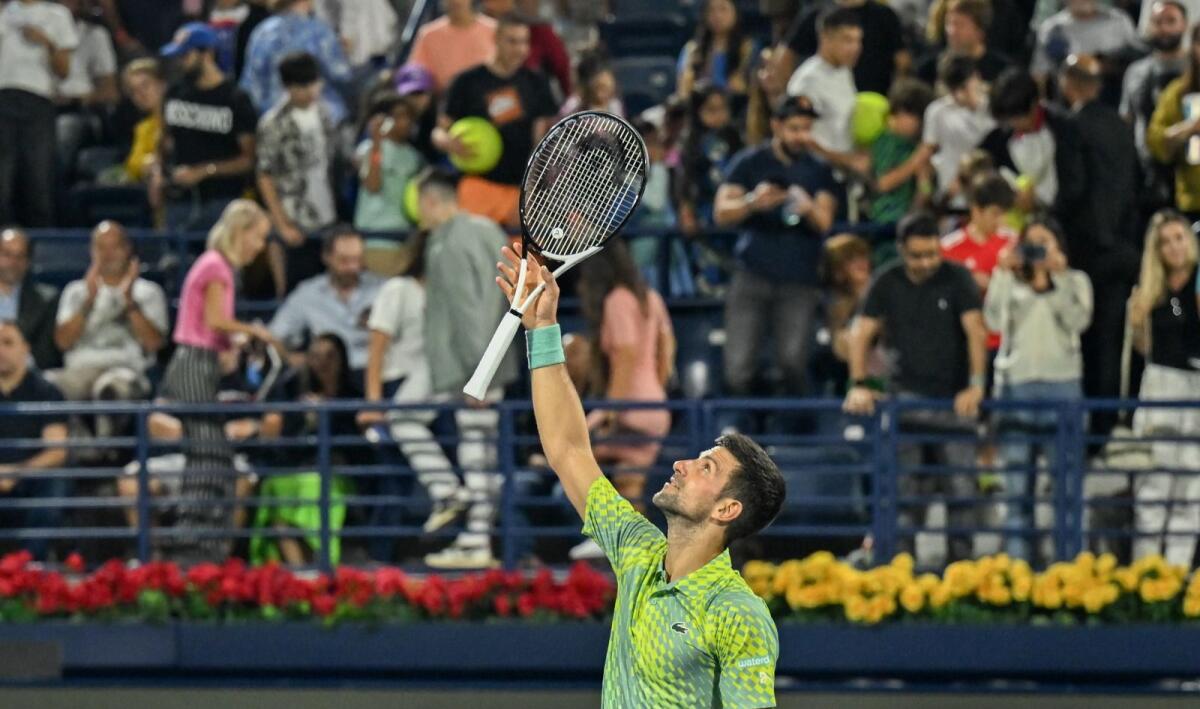 Novak Djokovic celebrates after reaching the semifinal. M. Sajjad/Khaleej Times